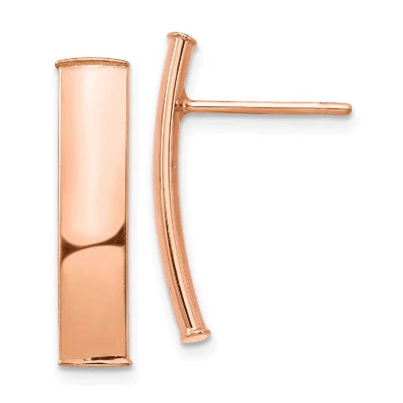 Curata 14k Rose Gold Polished 5mm Curved Wide Bar Post Earrings 21.4x5.04mm