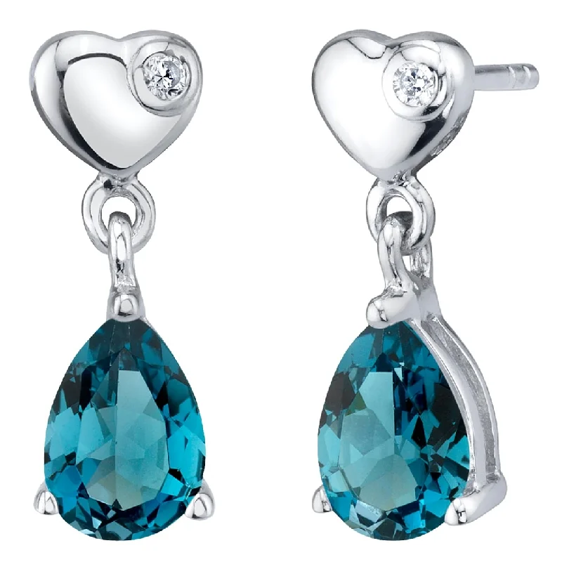 Sterling Silver 1.5ct London Blue Topaz Pear Dangling Earrings