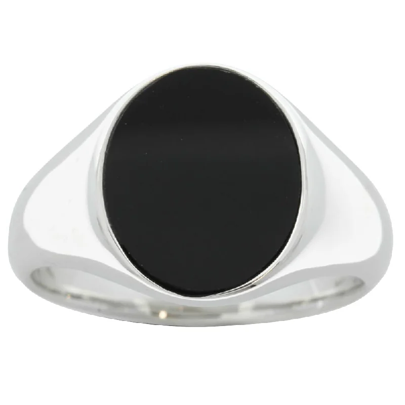 Sterling Silver Oval Onyx Signet Ring