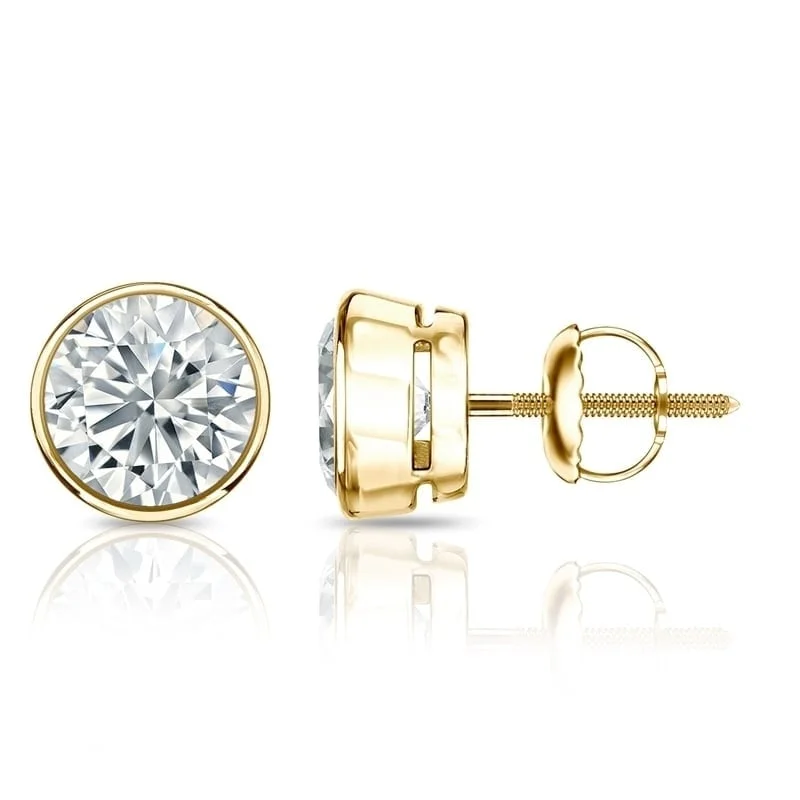 Auriya 14k Gold Certified 4.50 ct. TDW Bezel Set Round Diamond Stud Earrings