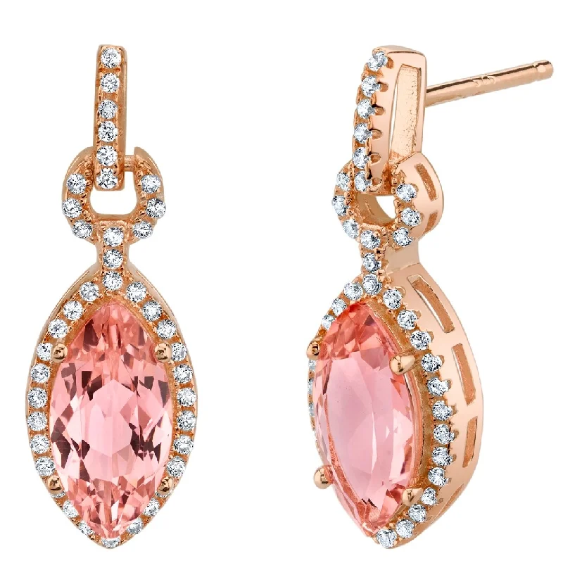 Rose-tone Sterling Silver 4.5ct Simulated Morganite Marquise Dangling Earrings