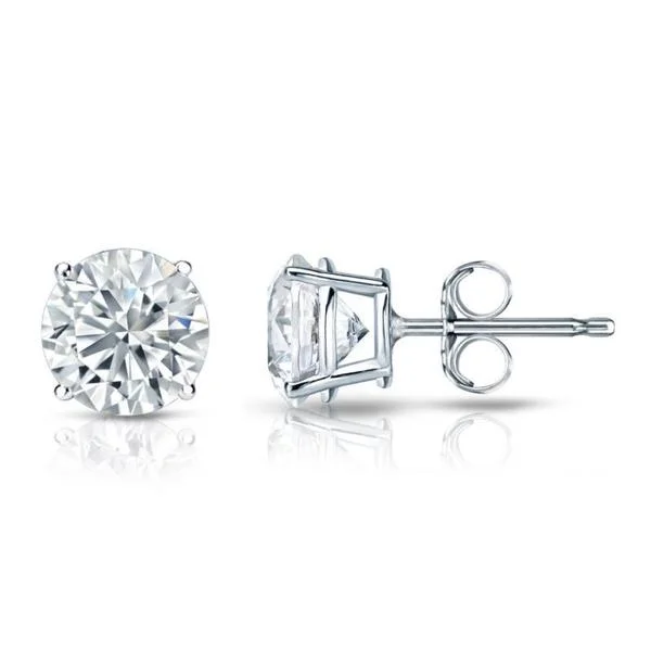 Auriya Platinum GIA Certified 3.20-Carat TDW Round Diamond Stud Earrings