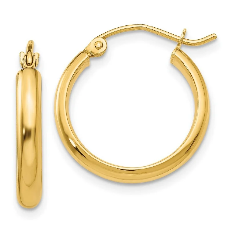 Curata 14k Yellow Gold Polished Round Tube Hoop Earrings - 19x19mm