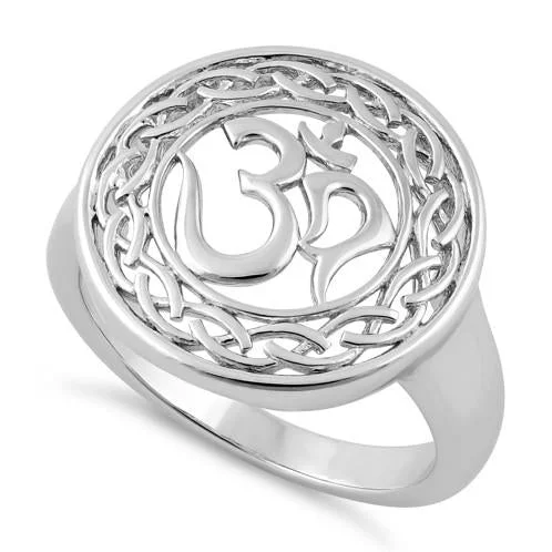 Sterling Silver Om Round Ring