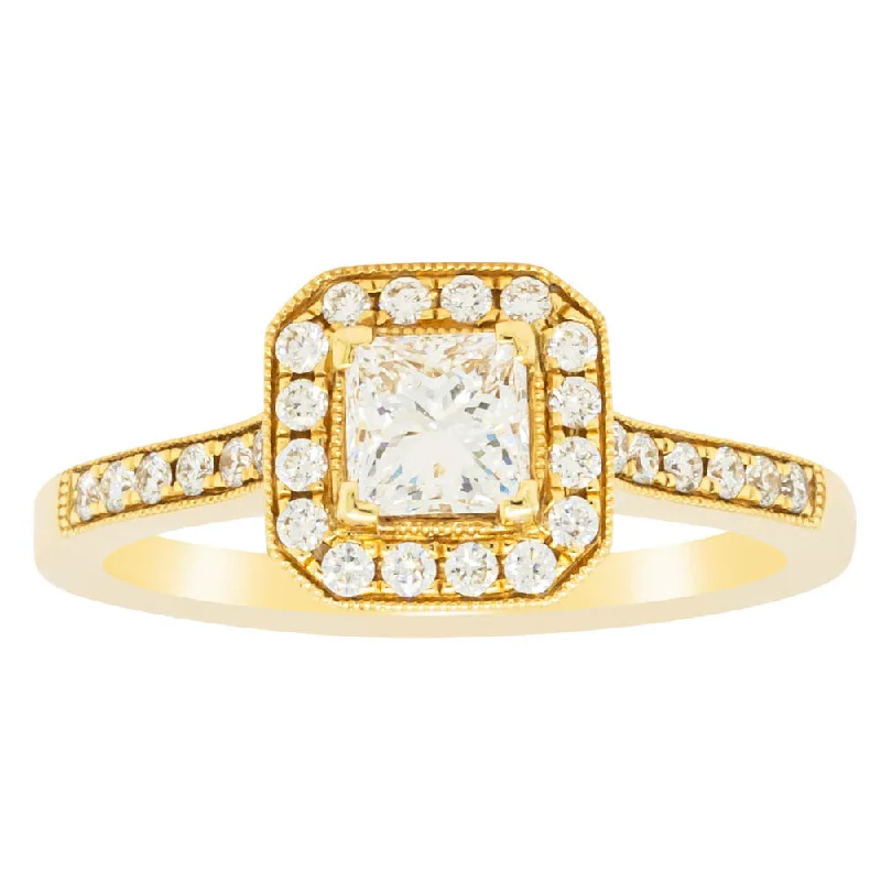 18ct Yellow Gold .50ct Princess Cut Diamond Mandalay Ring