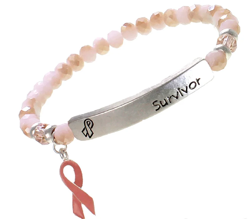 Inspirational Crystal Bracelets SURVIVOR pink ribbon