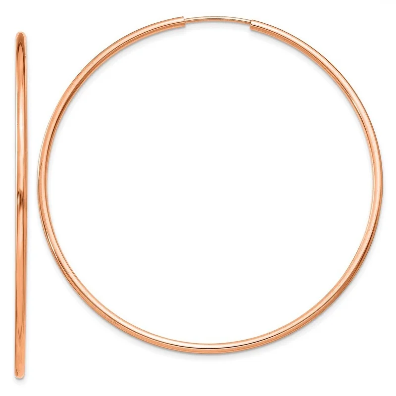 Curata 14k Rose Gold 1.5mm Polished Endless Hoop Earrings - 52x52.5mm Wide 1.5mm Thick