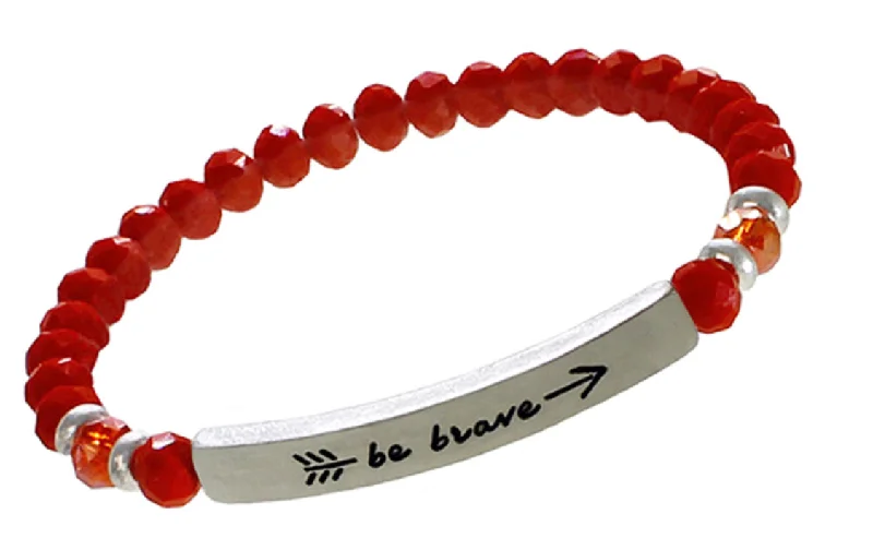 Red inspirational Crystal Bracelet BE BRAVE