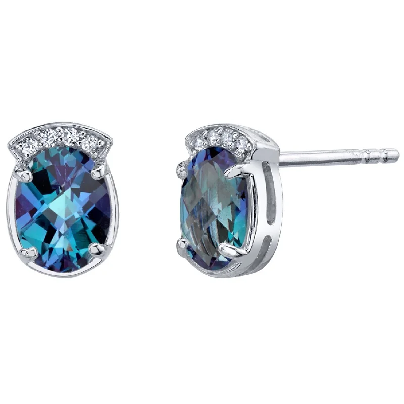 Sterling Silver 3.25ct Created Sapphire Oval Stud Earrings