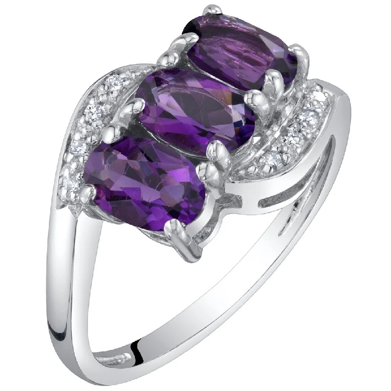 14k White Gold 1.29ct Amethyst and Diamond Ring