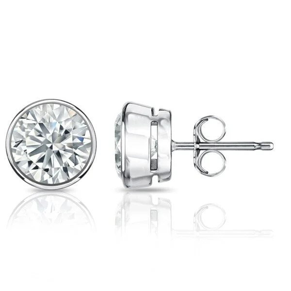 Auriya 6ctw Round Diamond Stud Earrings Bezel-set Platinum - GIA Certified