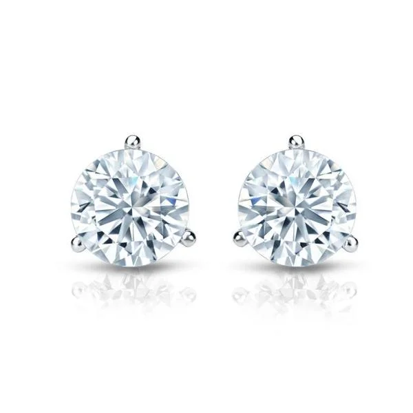 Auriya 18k Gold GIA Certified 4.50 carat TDW 3-Prong Martini Round Diamond Stud Earrings