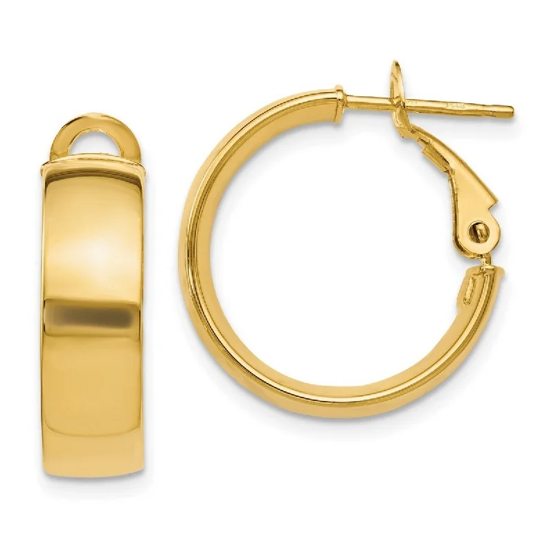 Curata 10k Yellow Polished 5x18mm Wide Hoop Earrings with secure omega backs