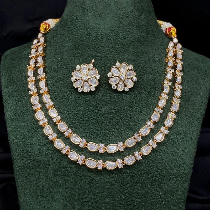 Royal Kundan Jewellery Gold Plated Polki Kundan Necklace Set