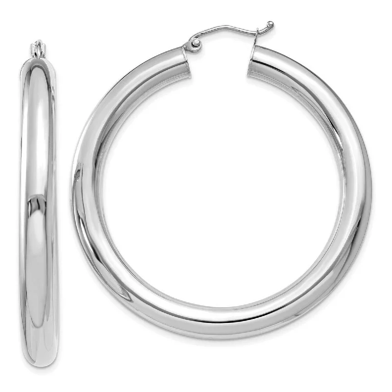 Curata 14k White Gold Polished 45x5mm Lightweight Hoop Earrings