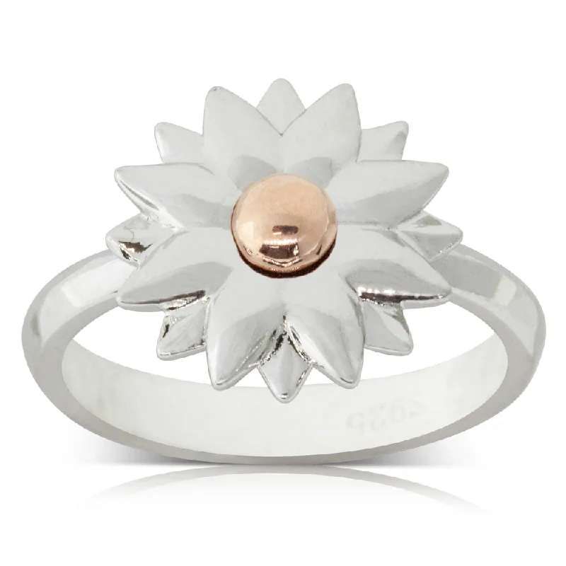 Sterling Silver & Rose Gold Plated Dahlia Ring