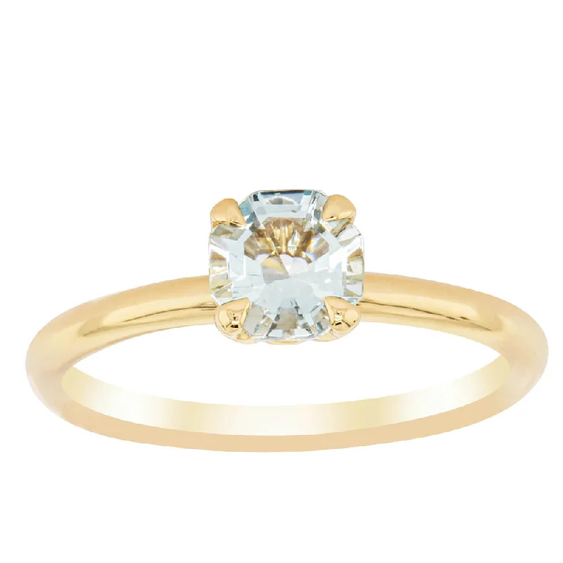 18ct Yellow Gold Aquamarine Mini Octavia Ring