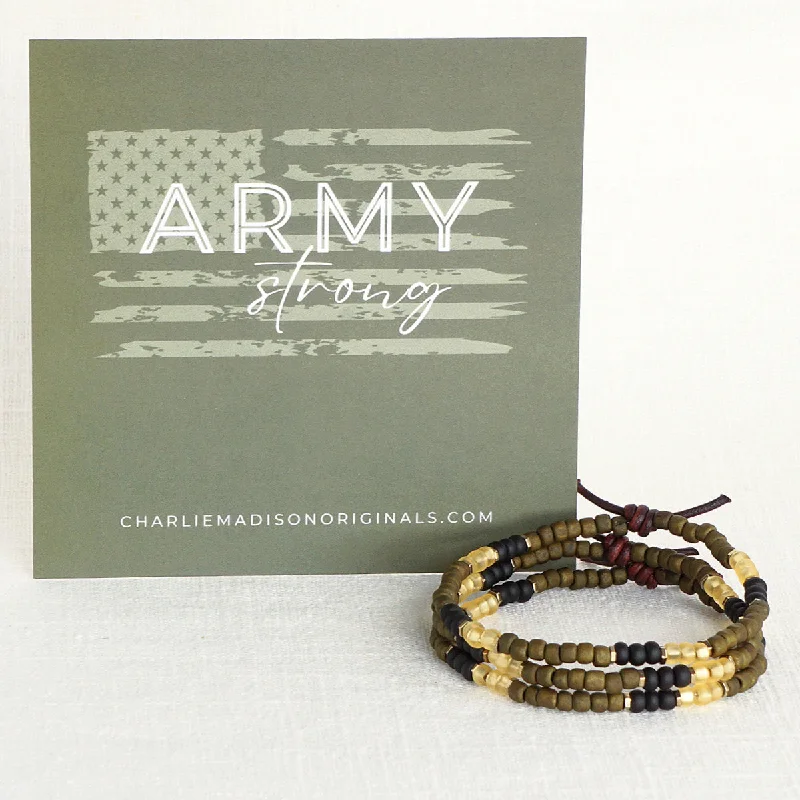 Army Strong Bracelet | Tiny Stacker Seed Bead Bracelet