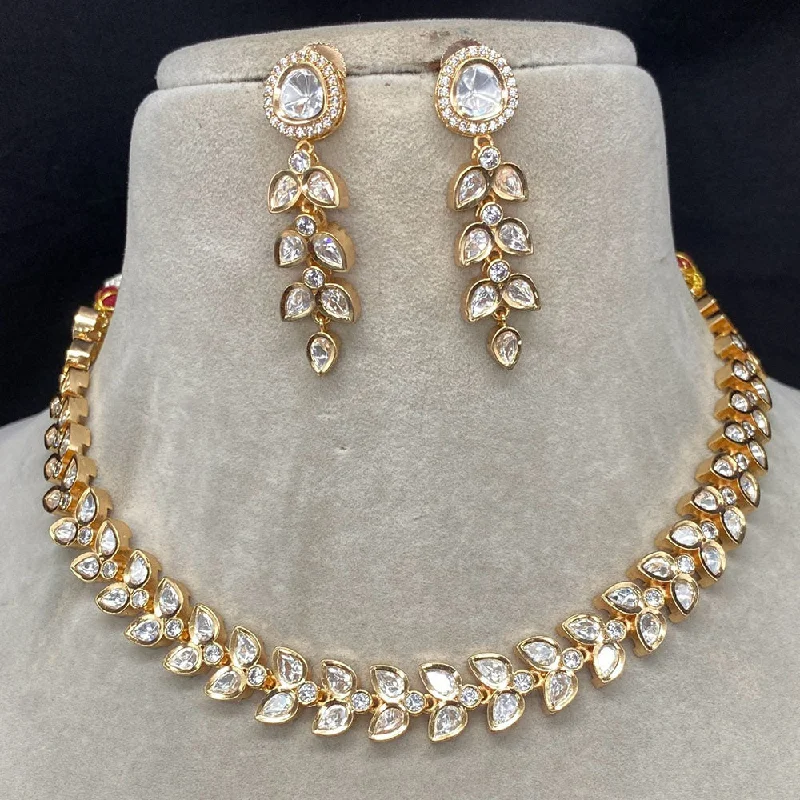 Royal Kundan Jewellery Gold Plated Polki Kundan Necklace Set