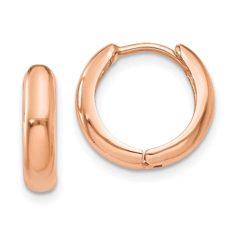 Curata 14k Rose Gold Polished Hinged Hoop Earrings - 11x12mm