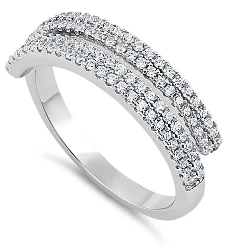 Sterling Silver Elegant Spiral CZ Ring