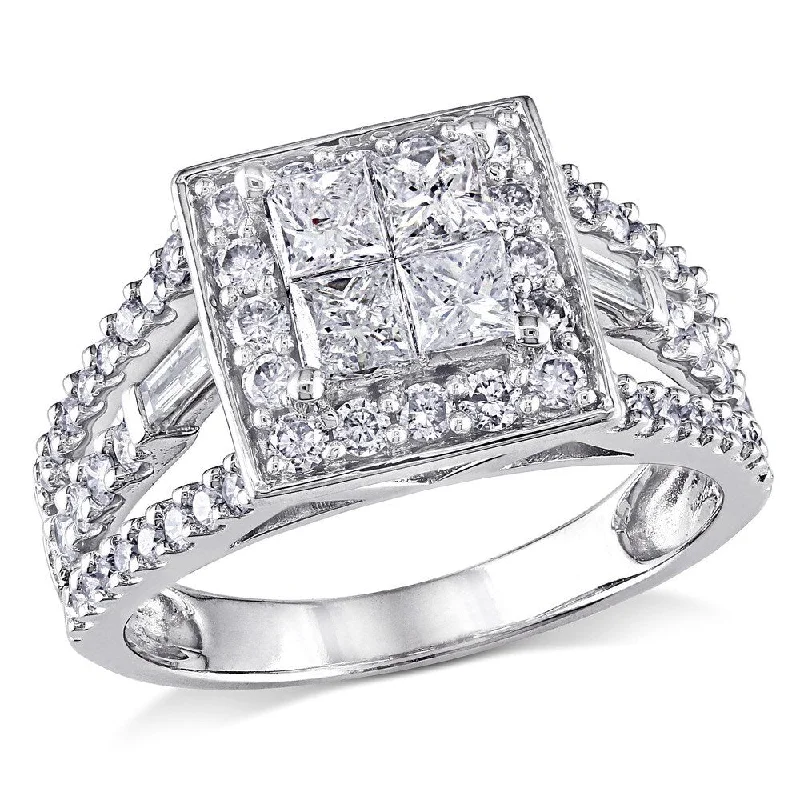 Miadora Signature Collection 14k White Gold 1 1/2ct TDW Princess Diamond Ring