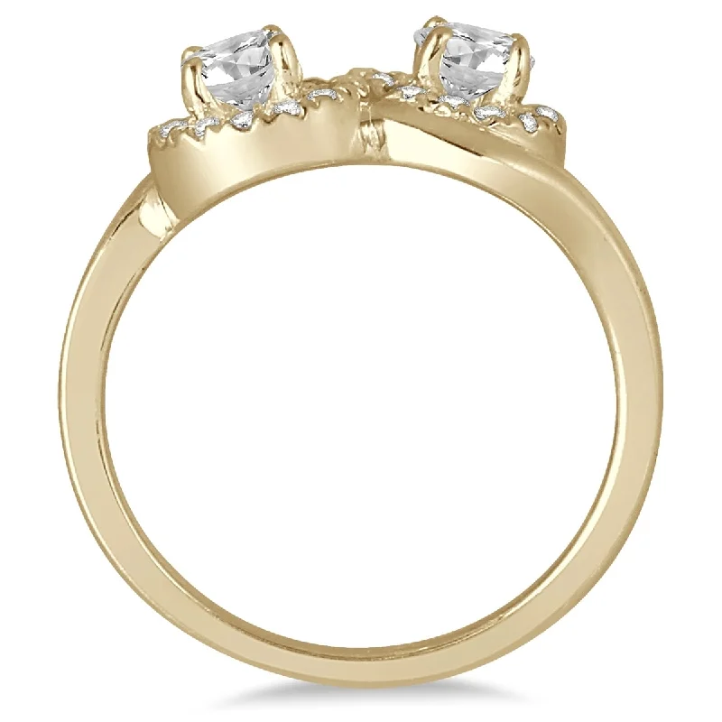 Marquee 3/4 Carat TW Two Stone Halo Diamond Ring in 10K Yellow Gold