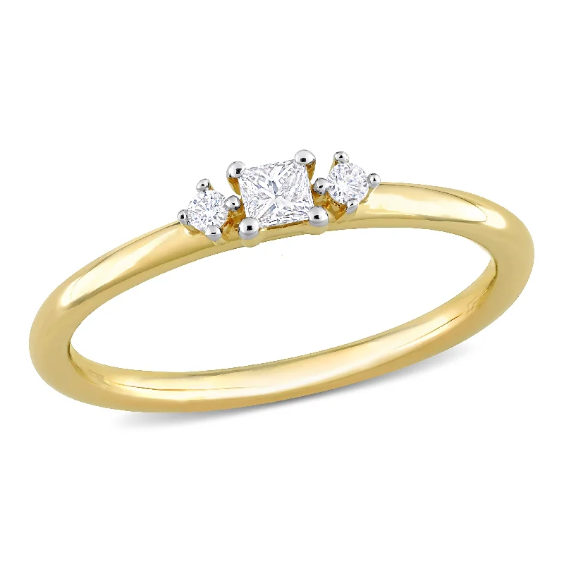 Miadora 1/6ct TDW Princess Diamond Ring in 14k Yellow Gold