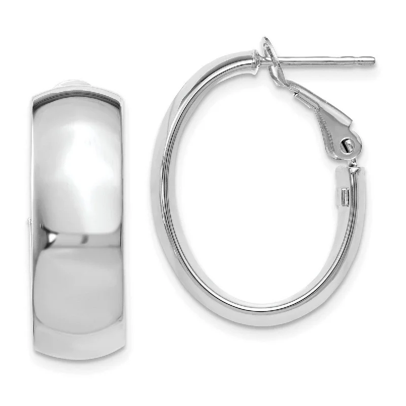 Curata 14k White Gold Wide Polished Omega-back Hoop Earrings 24.5x8mm