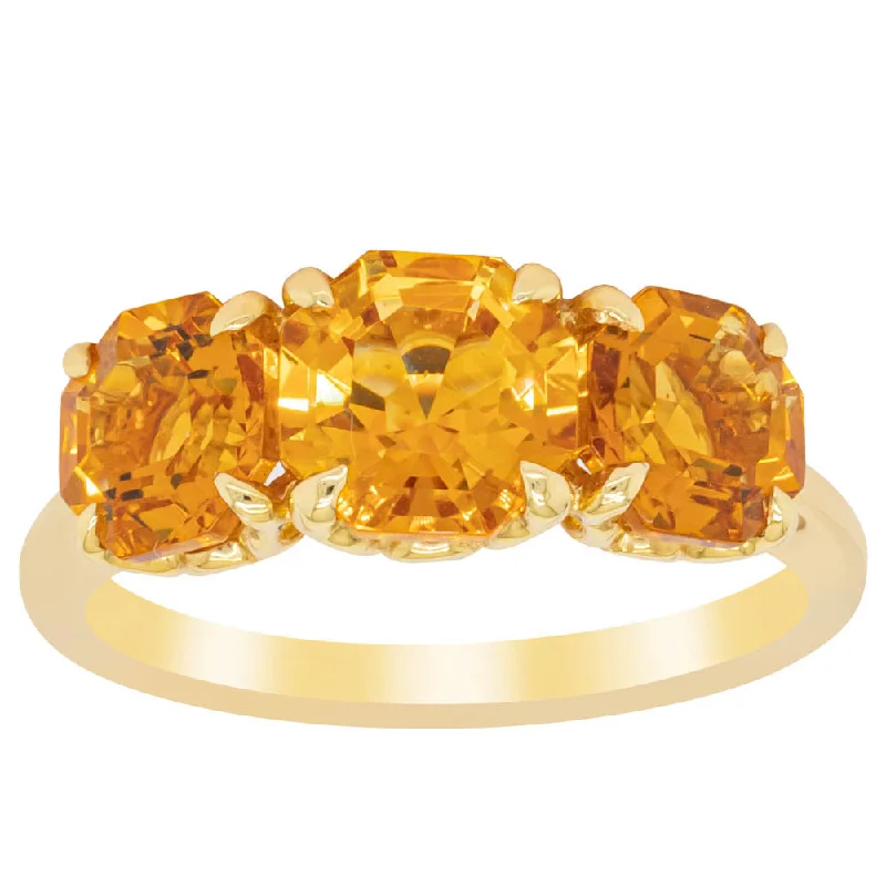 18ct Yellow Gold Three Stone Citrine Octavia Ring