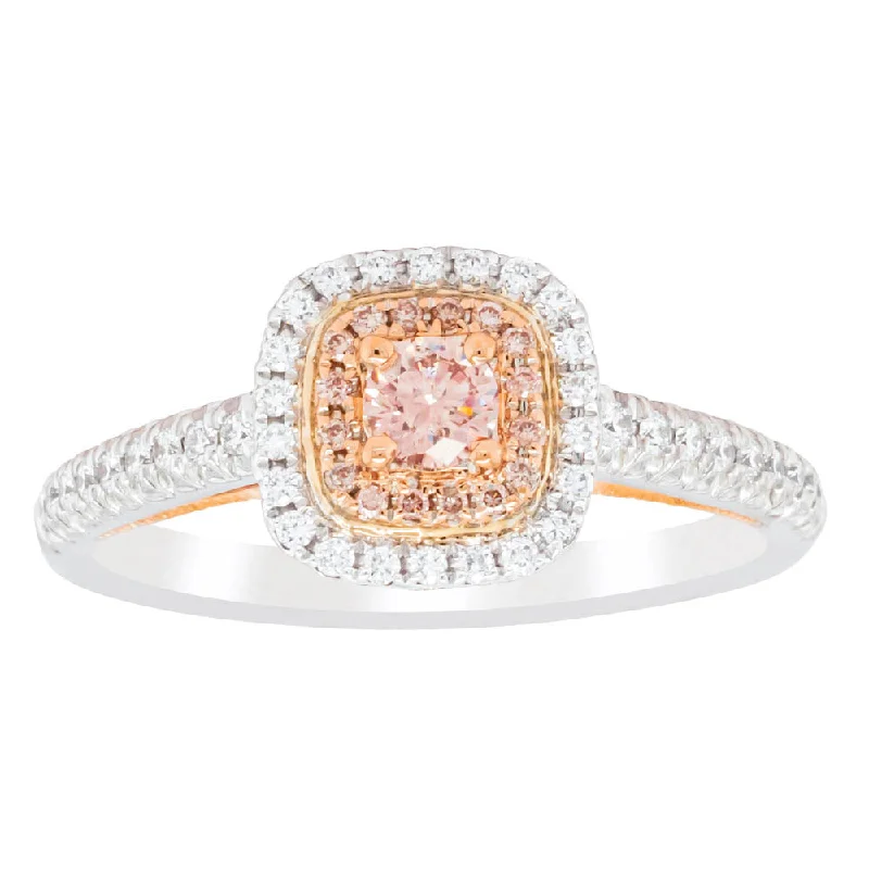 18ct White & Rose Gold Pink Diamond Ring