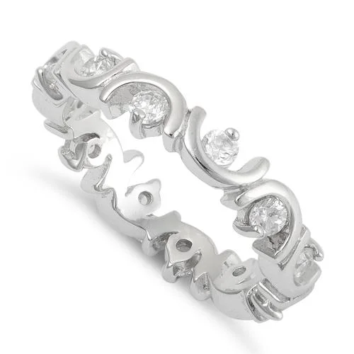 Sterling Silver Unique Eternity CZ Ring