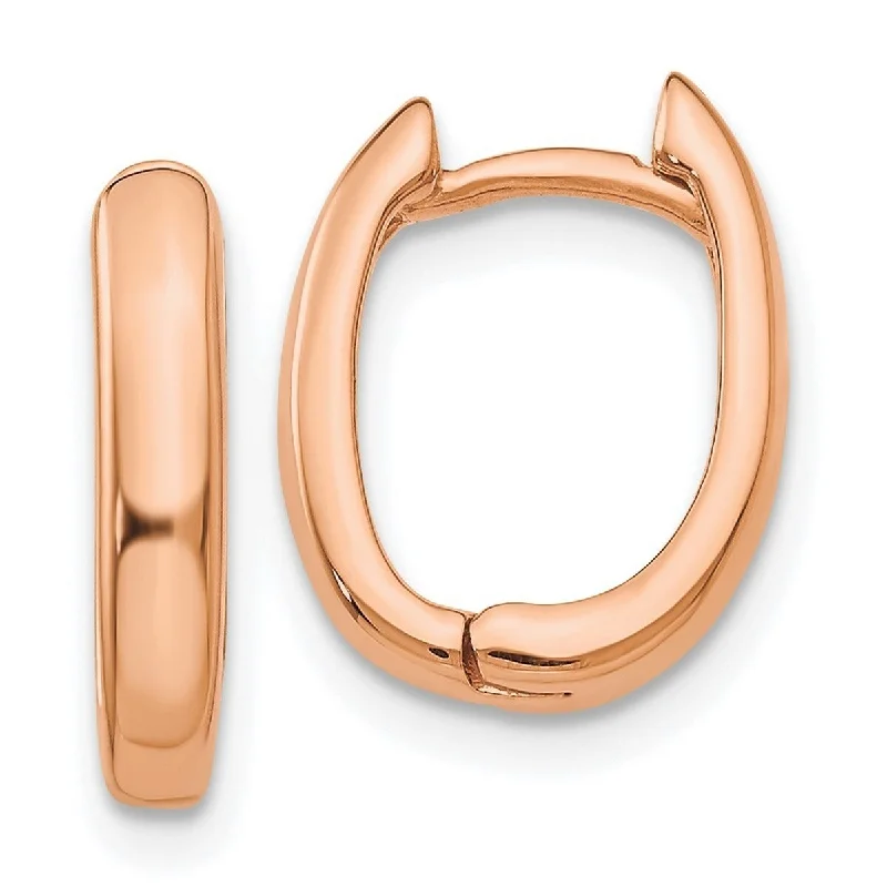 Curata 14k Rose Gold Polished Oval Hinged Hoop Earrings 7x3mm