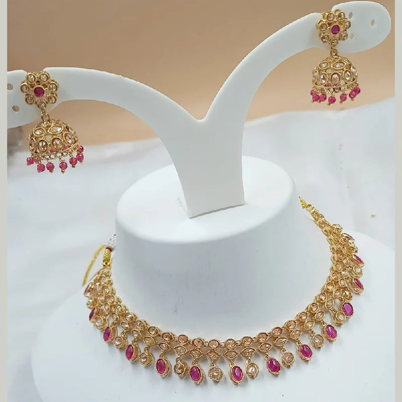 Padmawati Bangles Gold Plated Crystal Stone And Pearls Choker Necklace Set