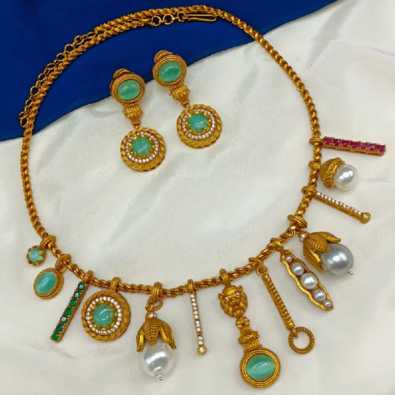 Royal Kundan Jewellery Gold Plated Austrian Stone Necklace Set