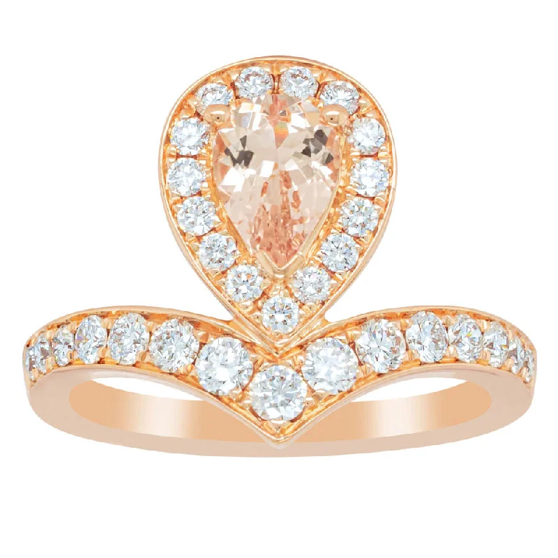 18ct Rose Gold .56ct Morganite & Diamond Tiara Ring