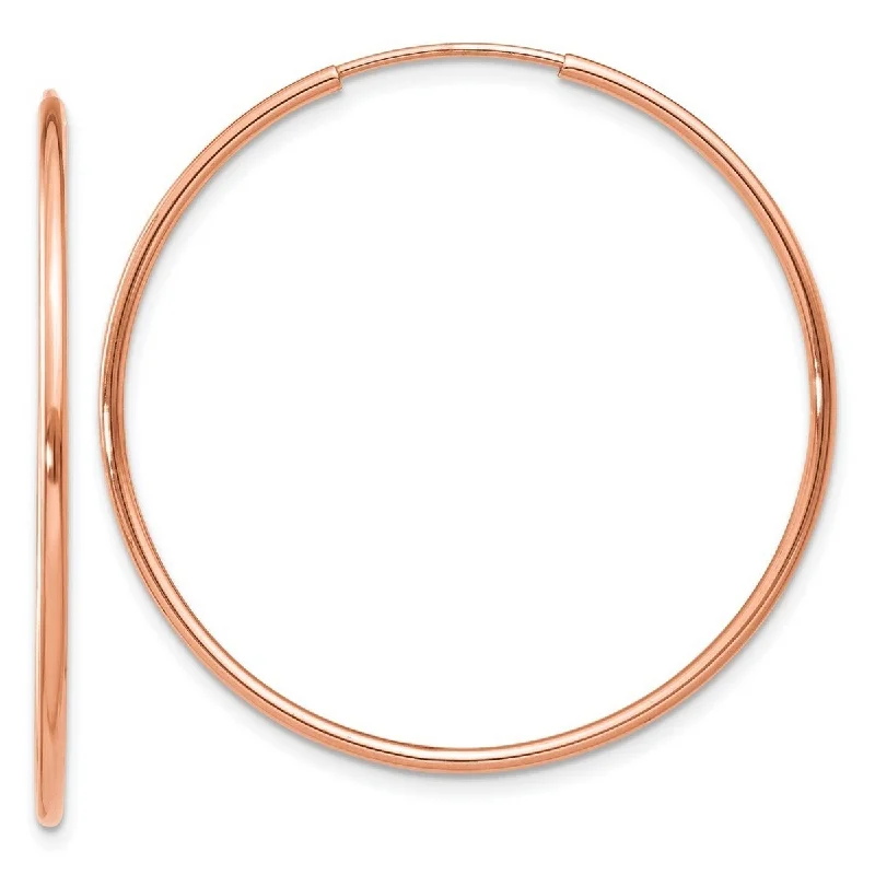 Curata 14k Rose Gold 1.2mm Polished Endless Hoop Earrings - 34.15x34mm Wide 1.25mm Thick