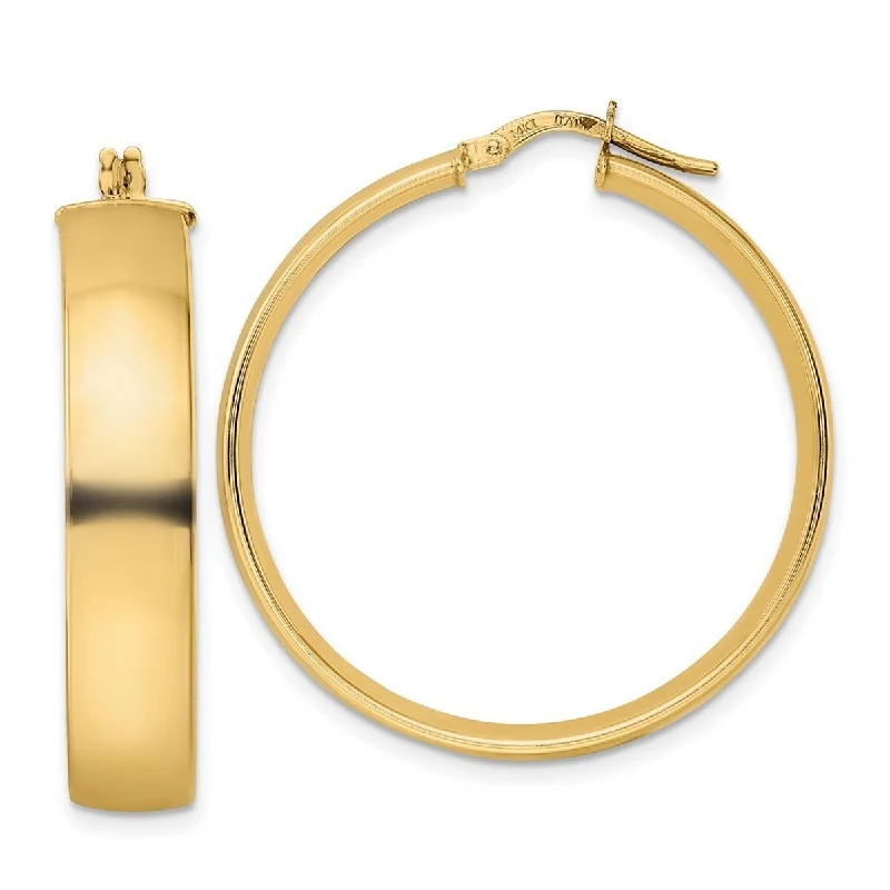 Curata 14k Yellow Gold Polished Wide 33x7mm Hoop Earrings