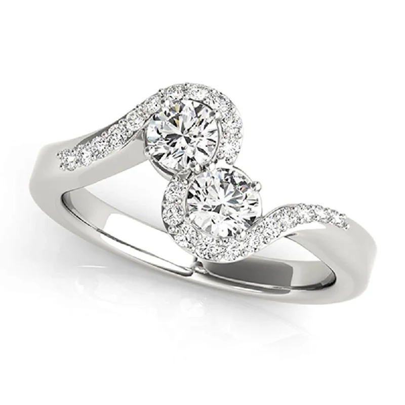 Auriya Round 2-Stone Diamond Ring 1ct TDW 14k White Gold