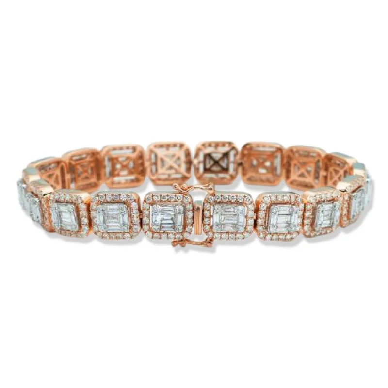 14KR  12.15 CTW BAGUETTE DIAMOND MENS BRACELET