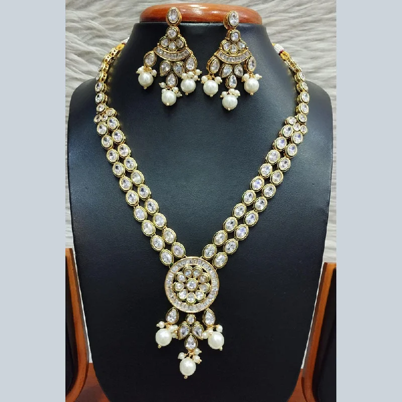 Jain Jewellers Gold Plated Polki Kundan Necklace Set