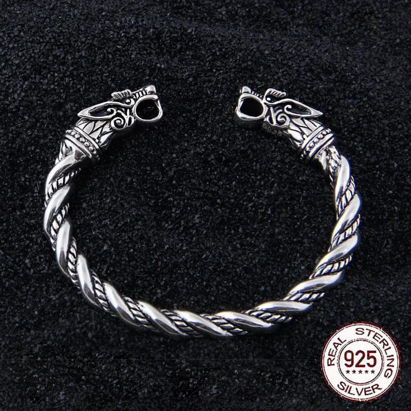 Bracelet Viking en Argent Sterling 925 - Le Regard des Loups