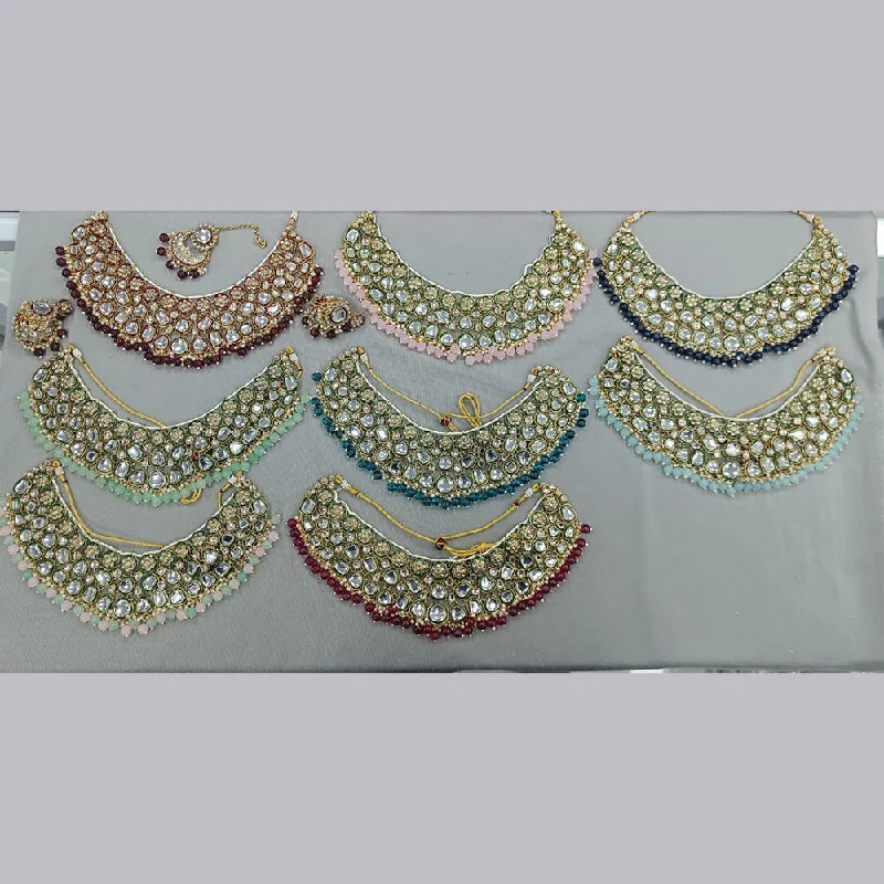 Rani Sati Jewels Gold Plated Kundan And Pearl Choker Necklace Set