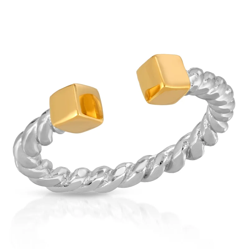 Gold Cubed Ring (Two-Tone)