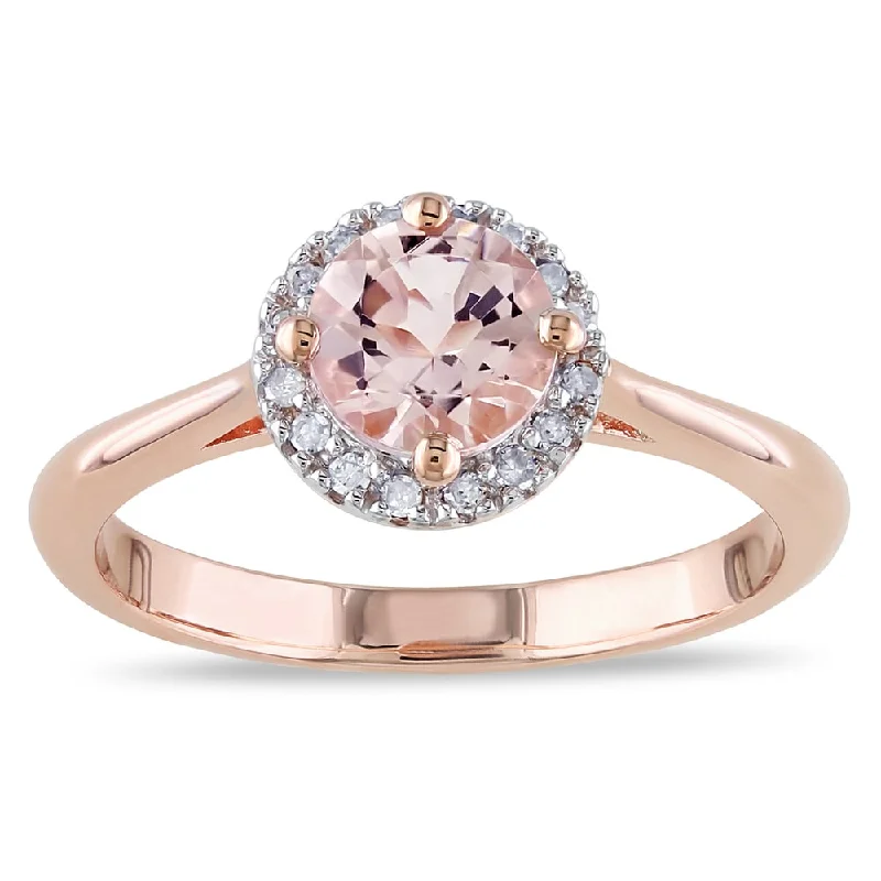 Miadora Rose Goldplated Silver Morganite and 1/10ct TDW Diamond Ring (I-J, I3)