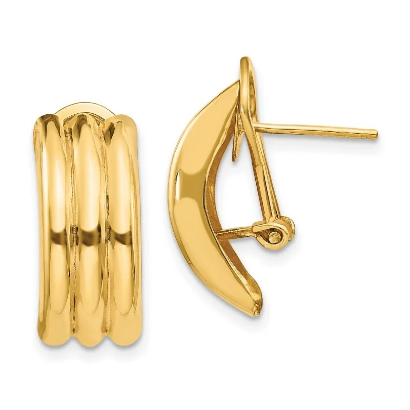 Curata 14k Yellow Gold Polished Open back Omega back Omega Post Earrings - 20x8mm Wide