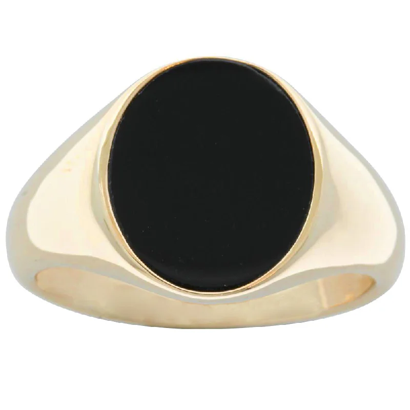 9ct Yellow Gold Oval Onyx Signet Ring