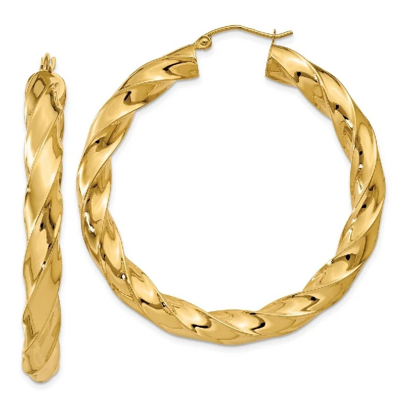 Curata 14k Yellow Gold Polished 33x4.25mm Twisted Hoop Earrings