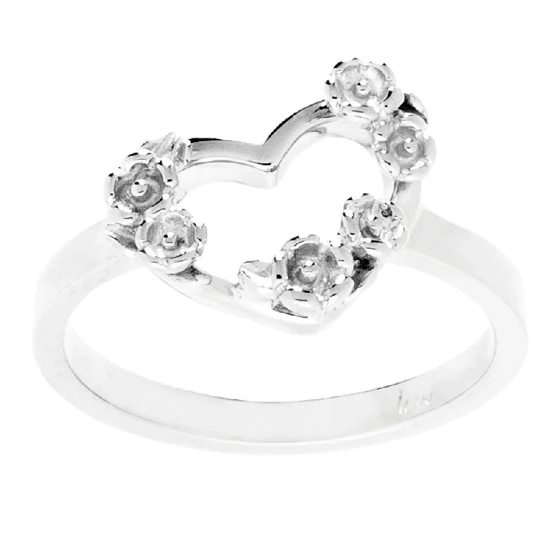 Karen Walker Botanical Heart Ring - Sterling Silver