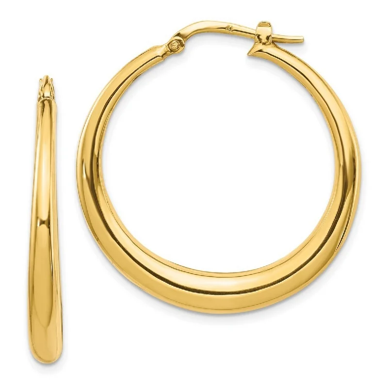 Curata 14k Yellow Gold Polished Large Crescent Hoop Earrings - 31x22mm